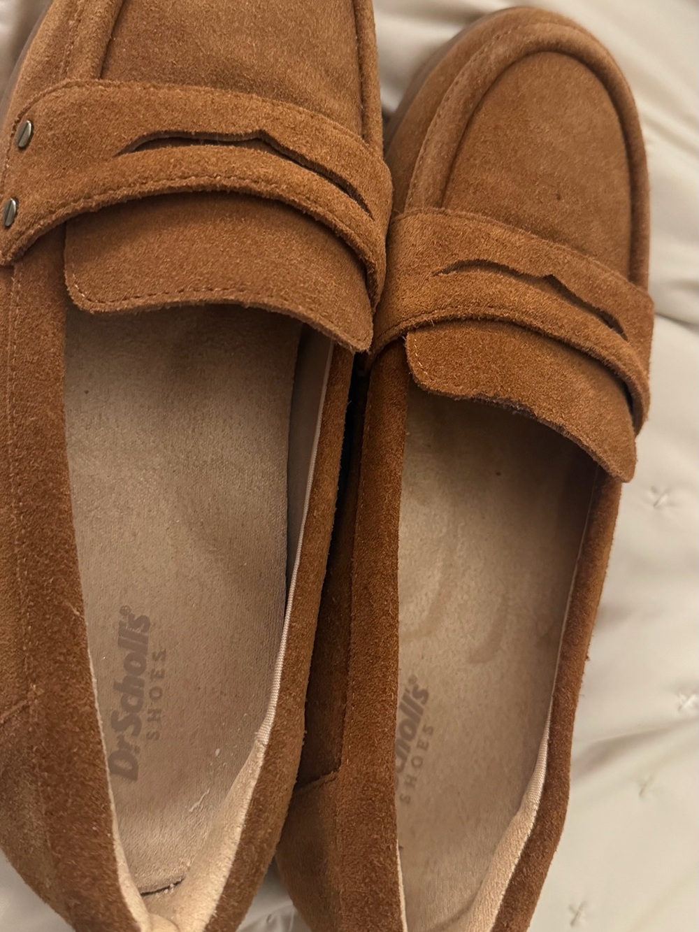 Dr. Scholl's Suede Penny Loafers in Brown Suede